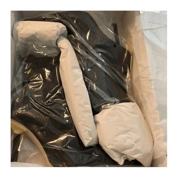 Good American High Kickstand Neoprene Heeled Bootie Black Gold Heel Boots 10 - Picture 5 of 5